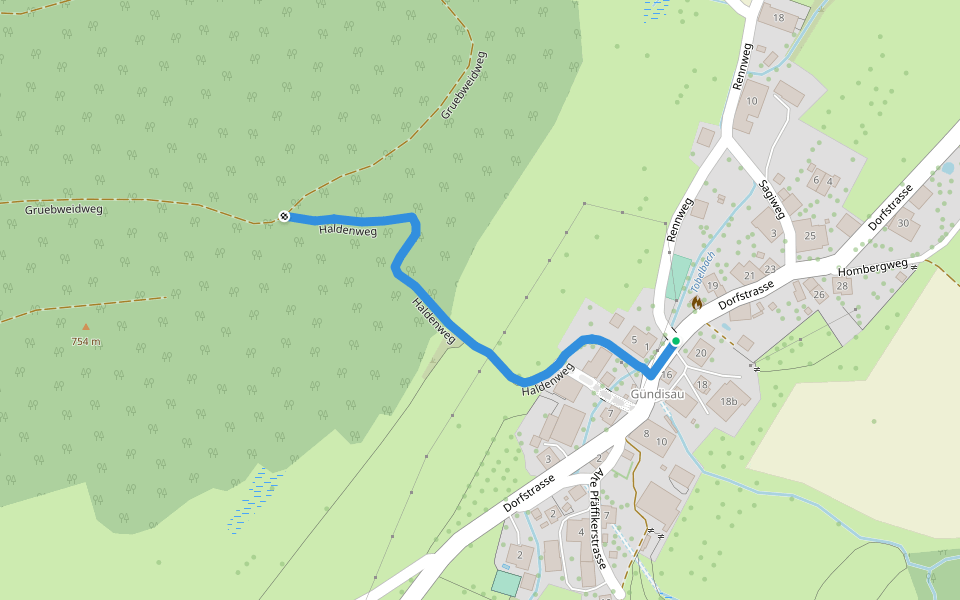 Gündisau - Bläsimühle- fixme walking route map in Russikon
