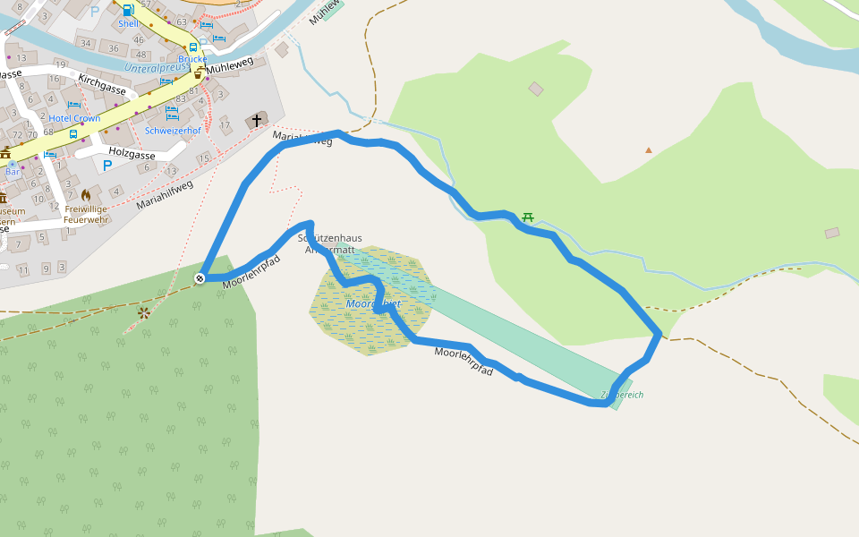Moorlehrpfad walking route map in Andermatt