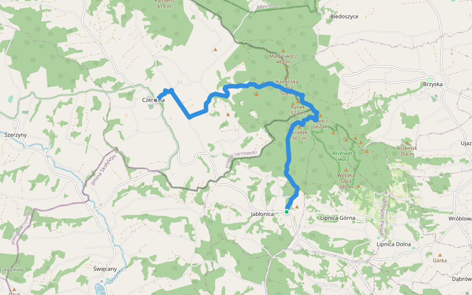 Szlak Jabłonica - Liwocz - Czermna walking route map in Jabłonica