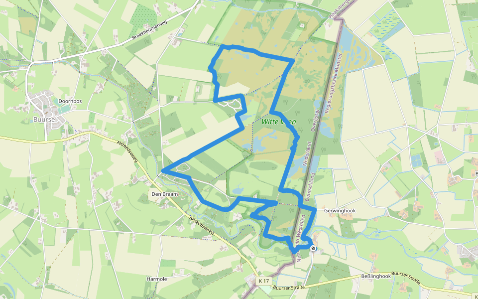WNW Twente - Haarmühle/Witte Veen - paarse route walking route map in Ahaus