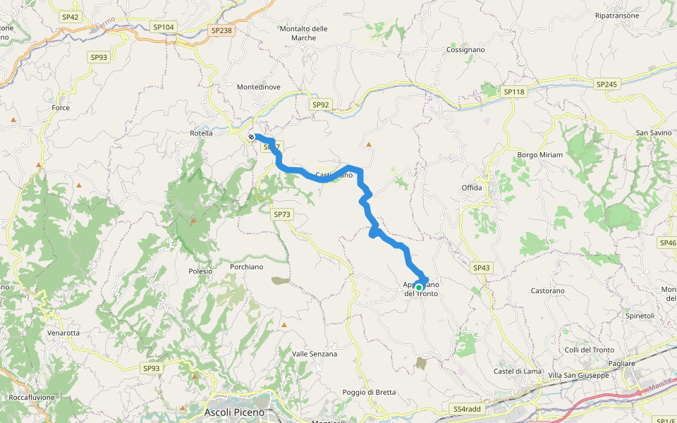 Cammino Terzo Paradiso Appignano del Tronto Castignano(CTP AA02) walking route map in Appignano del Tronto