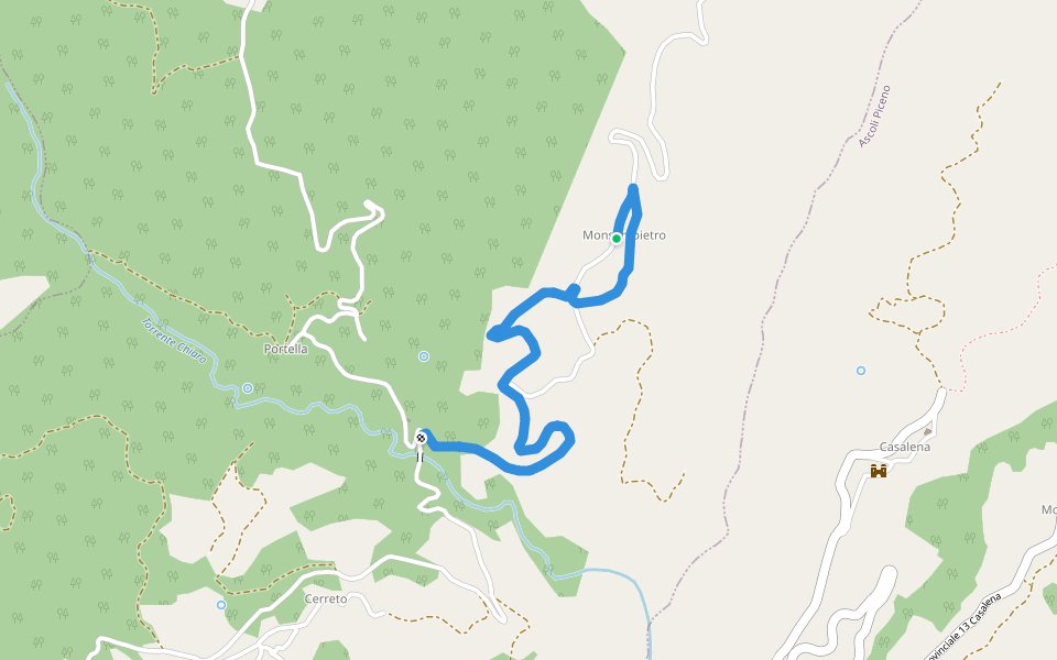 Cammino Terzo Paradiso Monsampietro (CTP AA02) walking route map in Monsampietro