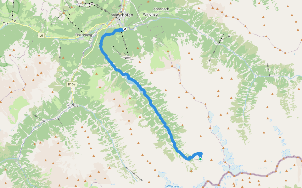 Wanderweg 515 walking route map in Mayrhofen