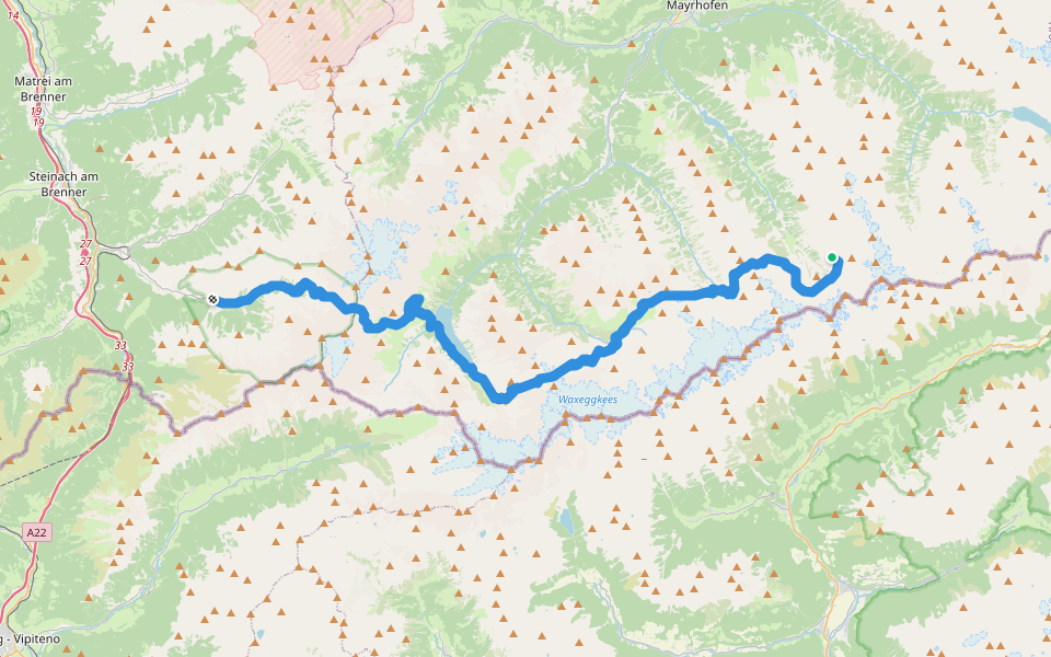 Wanderweg 502 walking route map in Mayrhofen