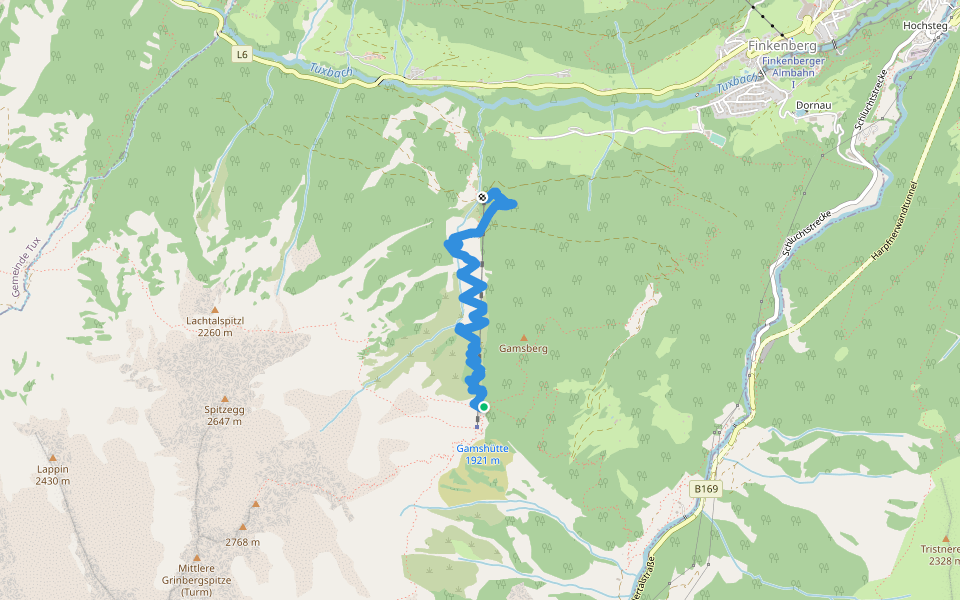 Wanderweg 534 walking route map in Finkenberg