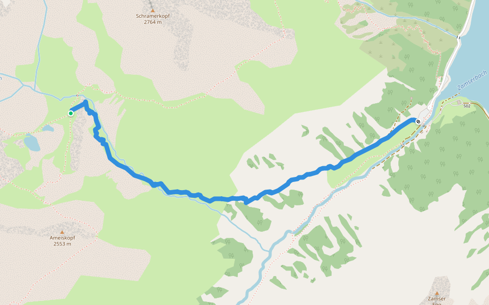 Wanderweg 535 walking route map in Vals