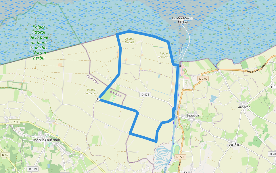 Découverte des polders walking route map in Roz-sur-Couesnon