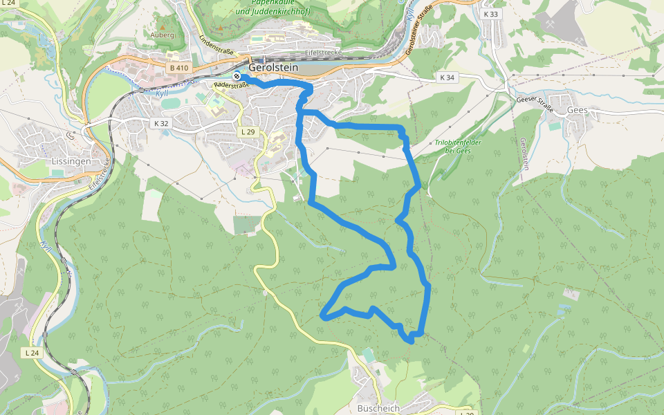 Gerolsteiner Keltenpfad walking route map in Gerolstein