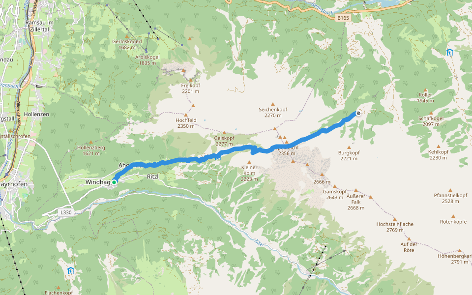 Wanderweg 513 walking route map in Brandberg