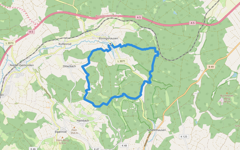 Heinzmanntour walking route map in Gemünden (Felda)