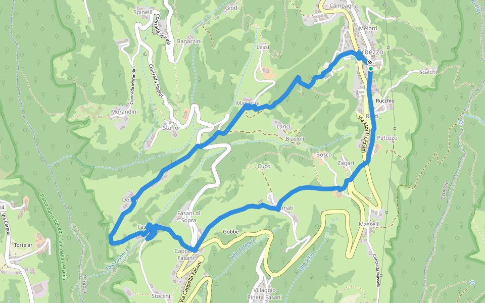 Itinerario Giallo walking route map in Erbezzo