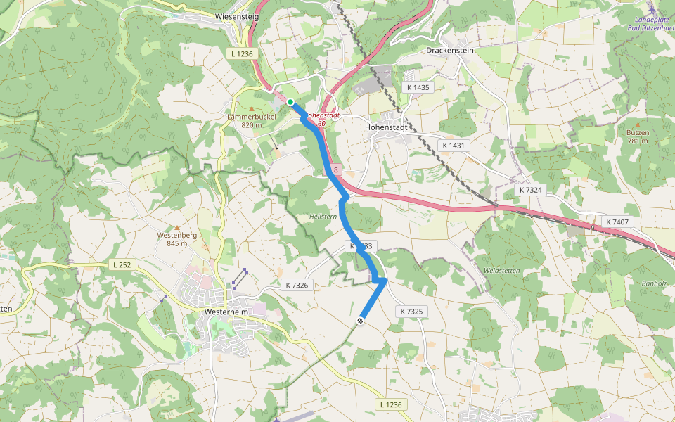 Lämmerbuckel Laichingen walking route map in Wiesensteig