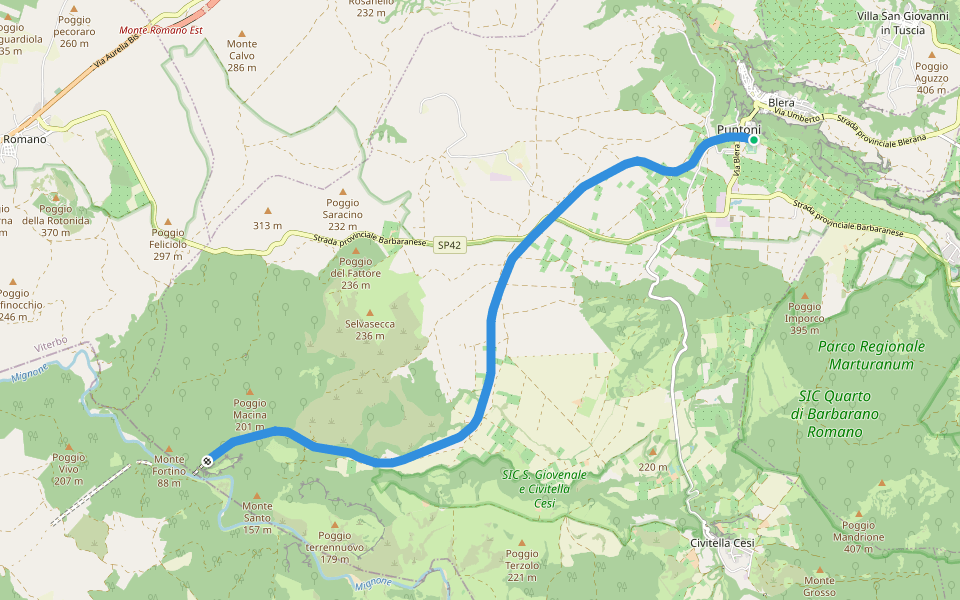 Vecchia ferrovia Capranica-Civitavecchia - Tappa 2 walking route map in Puntoni