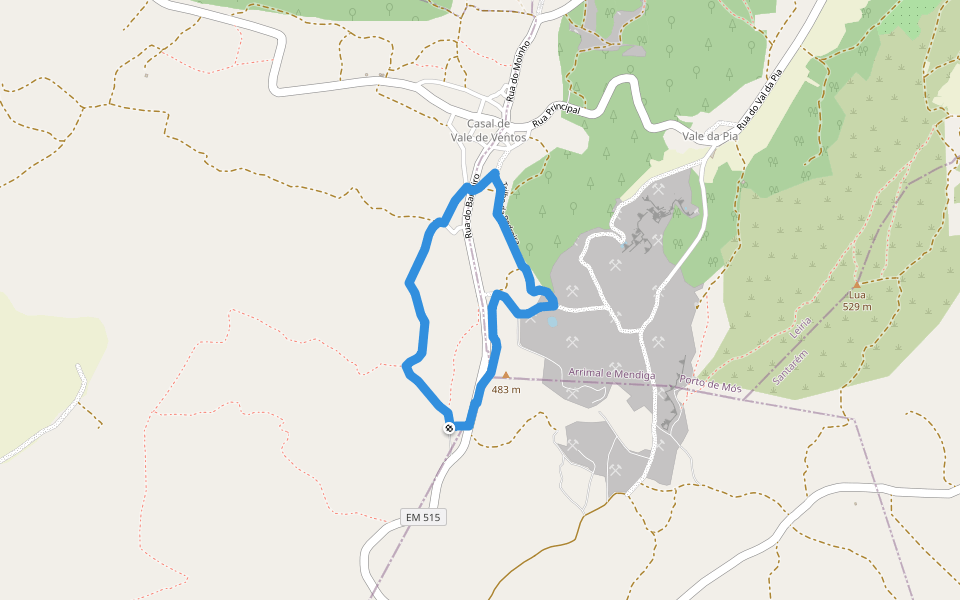 PR1 - Vale de Ventos walking route map in Turquel