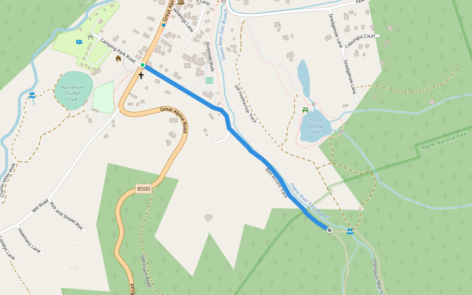 Champion Spur Track walking route map in Harrietville