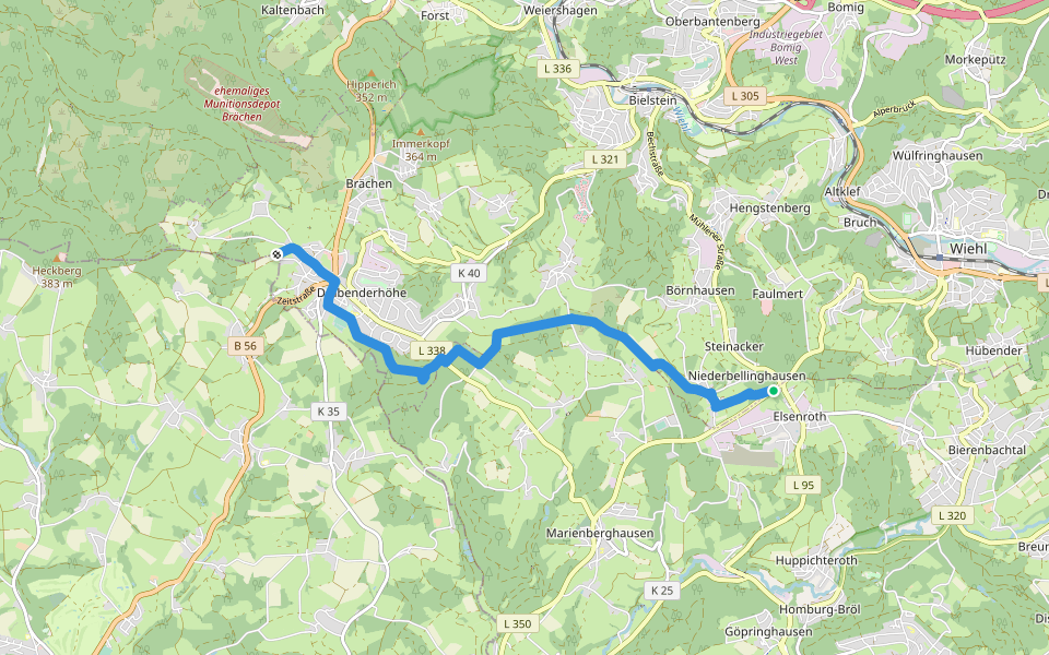 [X22] Kurkölner Weg [Wiehl] walking route map in Nümbrecht
