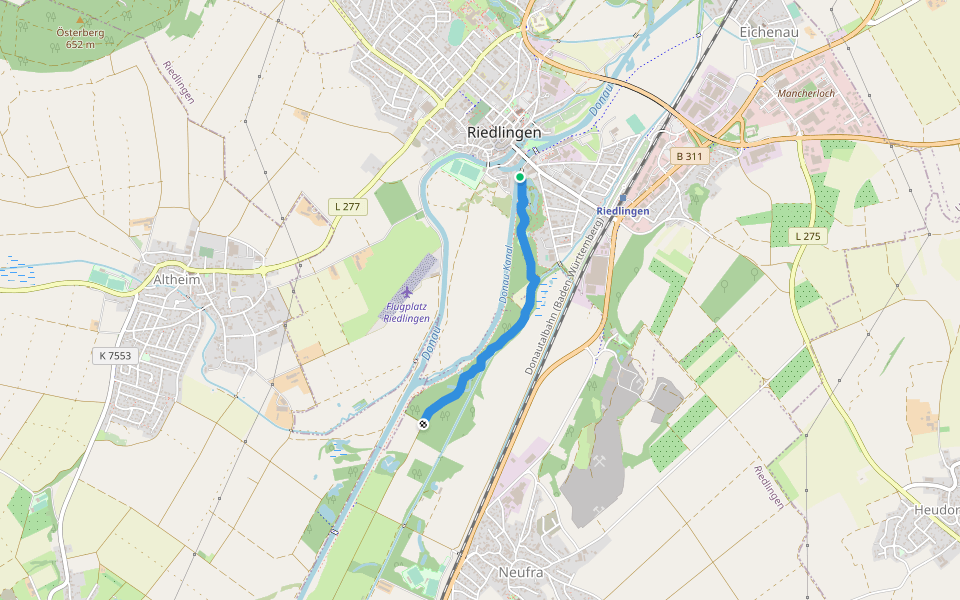 Querweg des Schwäbischen Albvereins (blaue Raute) walking route map in Riedlingen