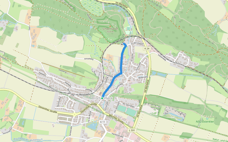 Zuweg Brochterbeck - Teutoschleife Dörenther Klippen walking route map in Tecklenburg