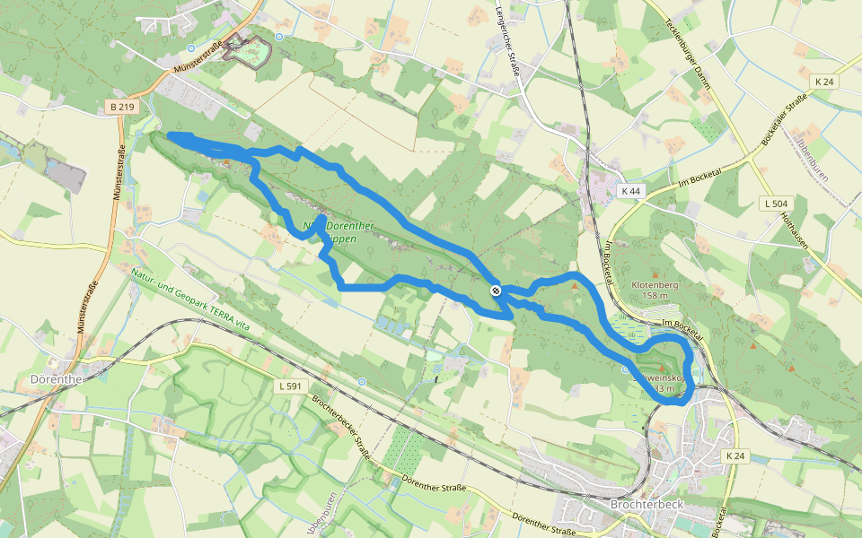 Teutoschleife Dörenther Klippen walking route map in Tecklenburg