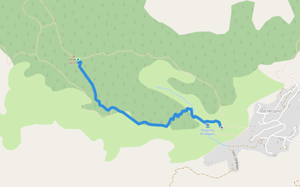 с. Безводно - вр. Чиляка walking route map in Bashevo