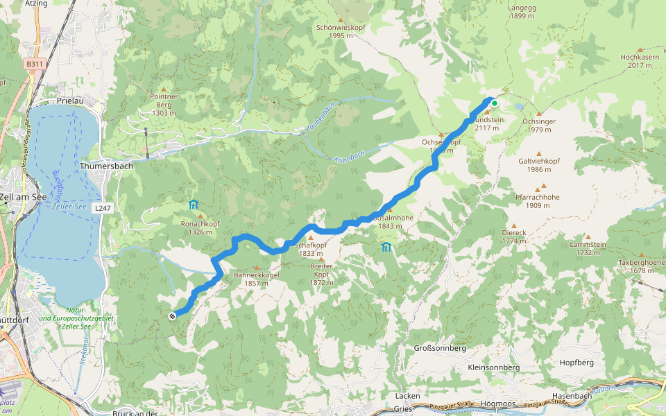 Bruck - Hundstein walking route map in Aberg