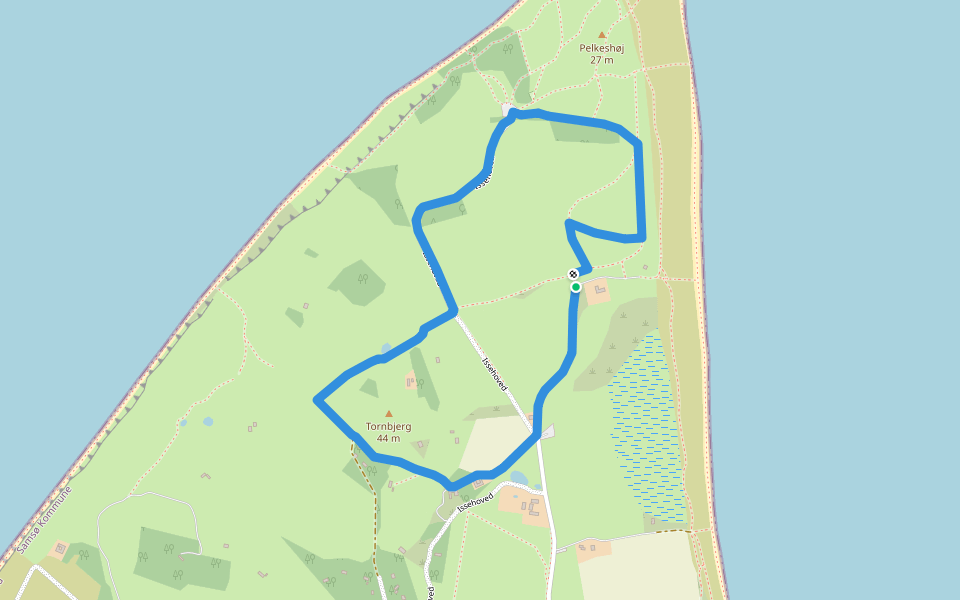 Blå walking route map in Samsø