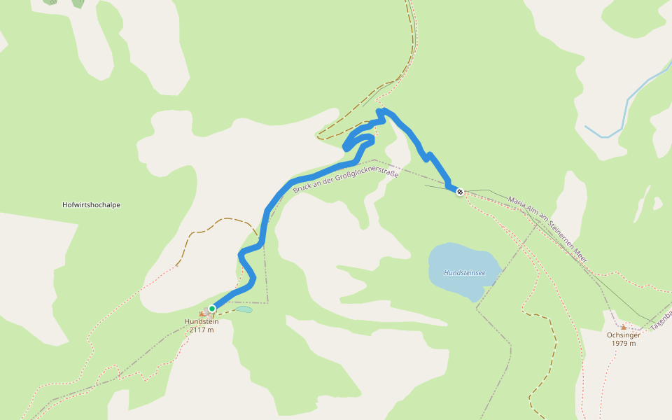 Taxenbach - Hundstein walking route map in Aberg