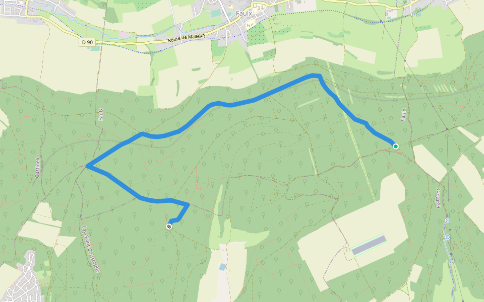Circuit L : Variant Faulx walking route map in Faulx