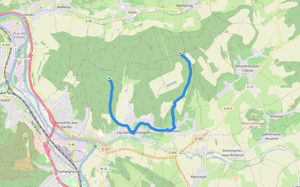 Circuit L : Circuit principal walking route map in Lay-Saint-Christophe
