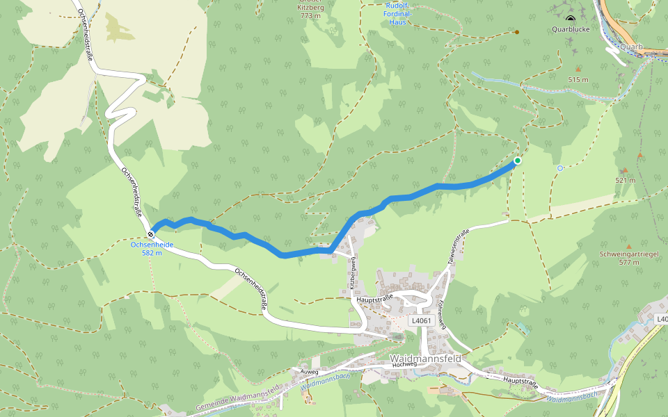 Hanslsteig walking route map in Waidmannsfeld