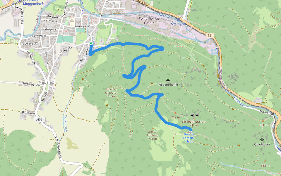 Pernitz - Gr. Kitzberg - Waidmannsfeld walking route map in Neusiedl