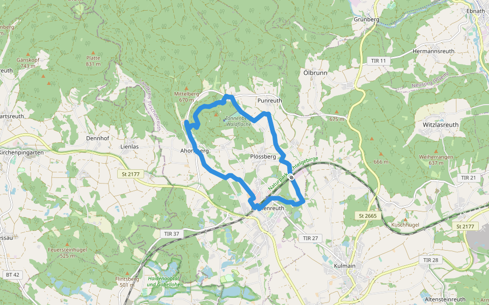 Speichersdorf Rundwanderweg Nr. 7 "Tannenbergweg" walking route map in Immenreuth