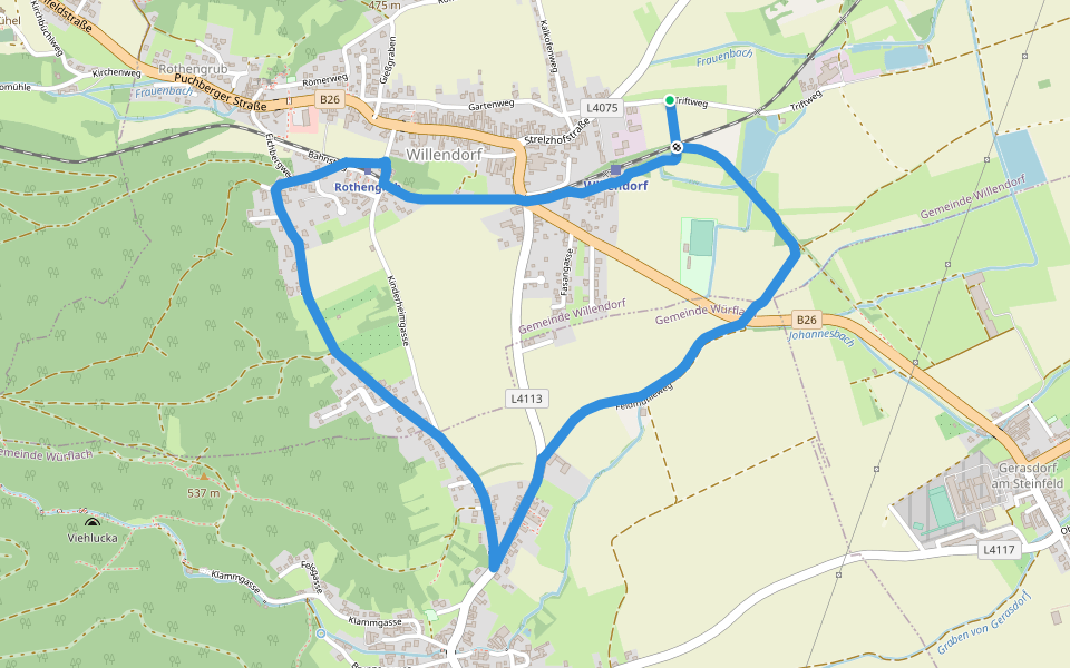 Rosalienblick Runde bei Willendorf walking route map in Willendorf am Steinfelde