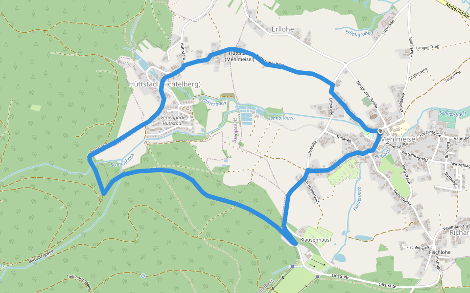 Mehlmeisel Rundwanderweg "Echowaldweg" walking route map in Mehlmeisel