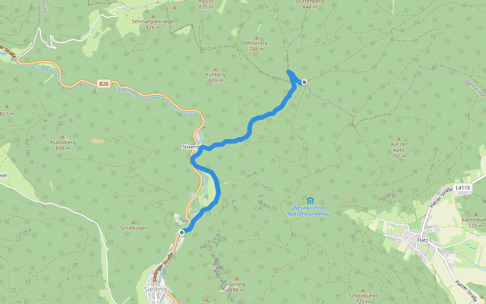 Stixenstein - Lärbaumkreuz walking route map in Bürg