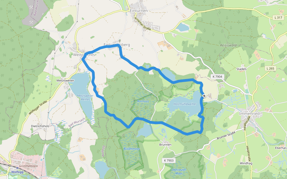 5-Seen-Wanderung walking route map in Kißlegg