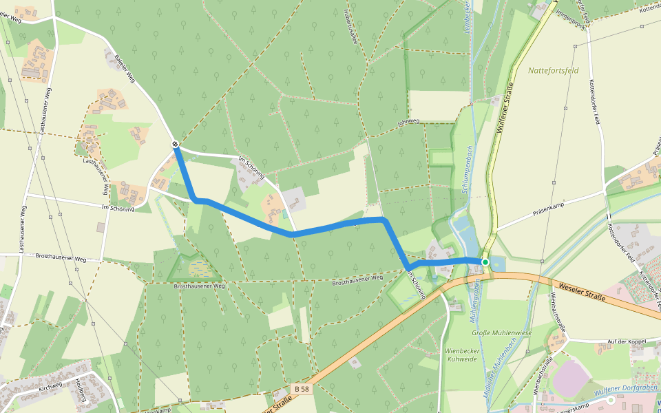 JH Bf Wulfen - youth hostel Dorsten walking map