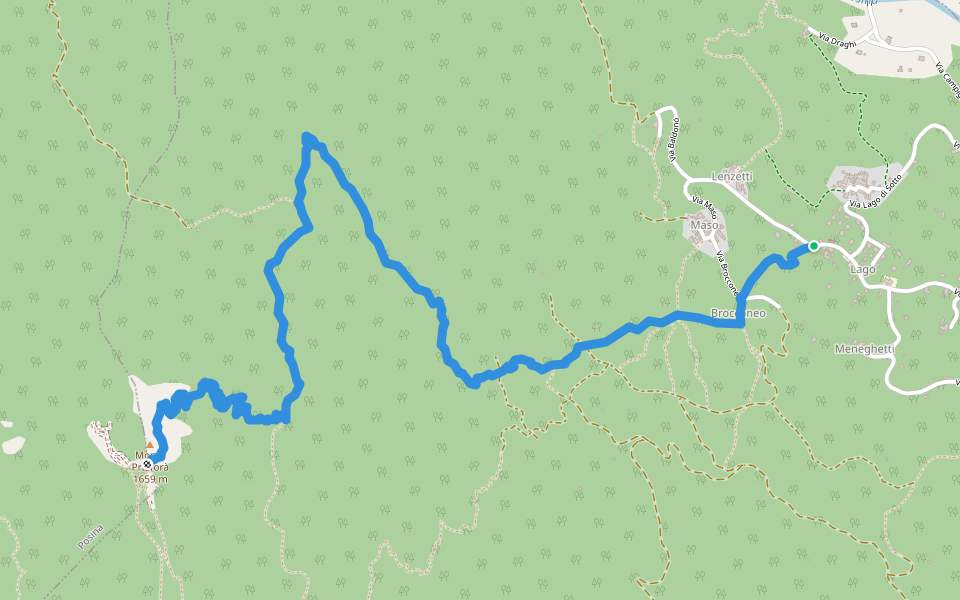 San Ubaldo - Monte Priaforà walking route map in Lago