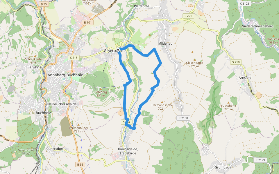 Hagebuttenweg walking route map in Annaberg-Buchholz