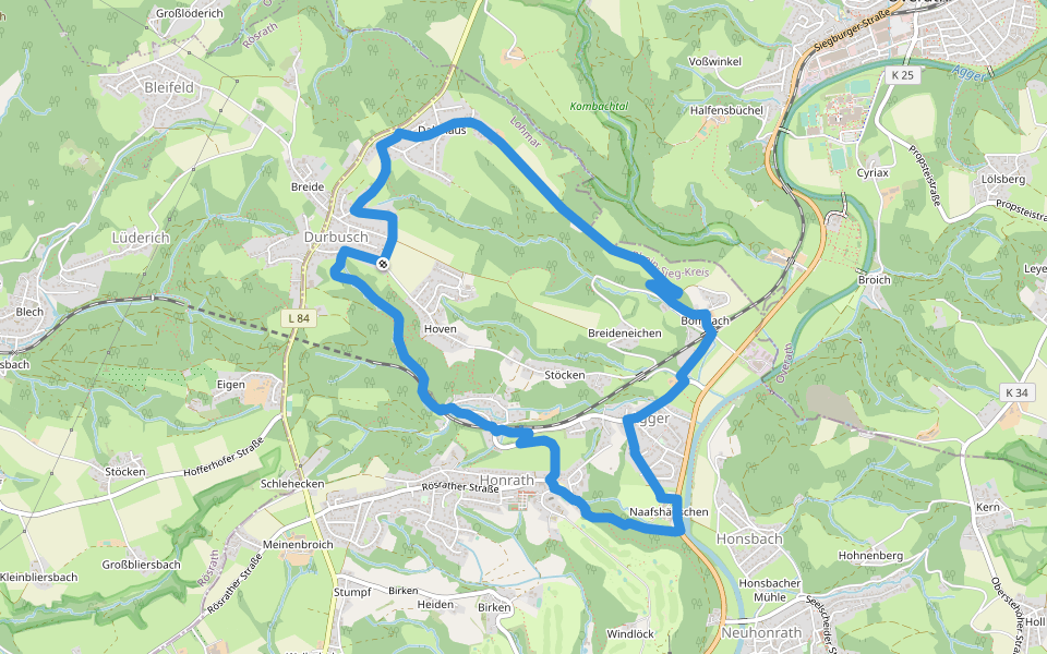 Rundweg A1 (Naafshäuschen) walking route map in Lohmar