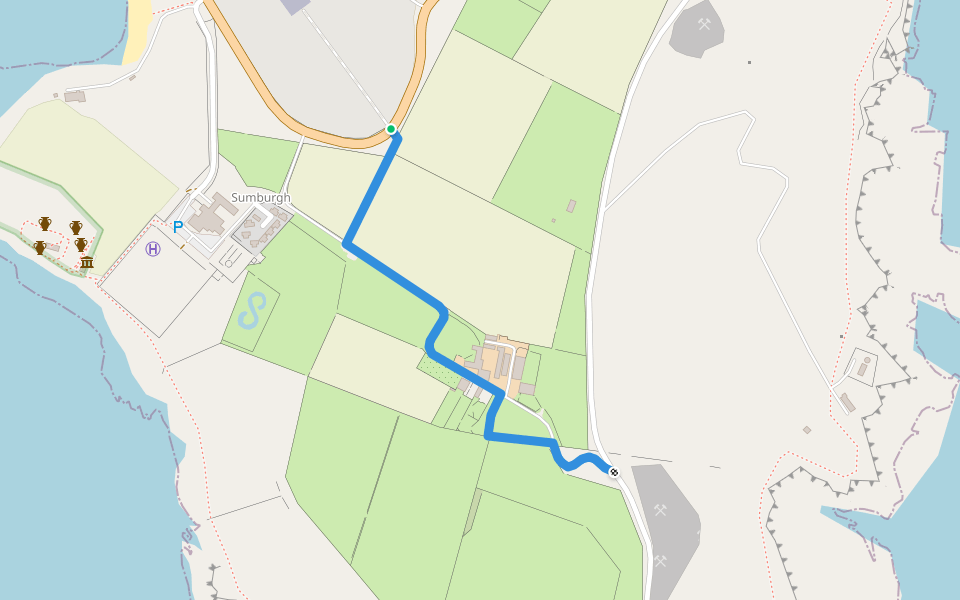 Sumburgh Farm walking route map in Virkie