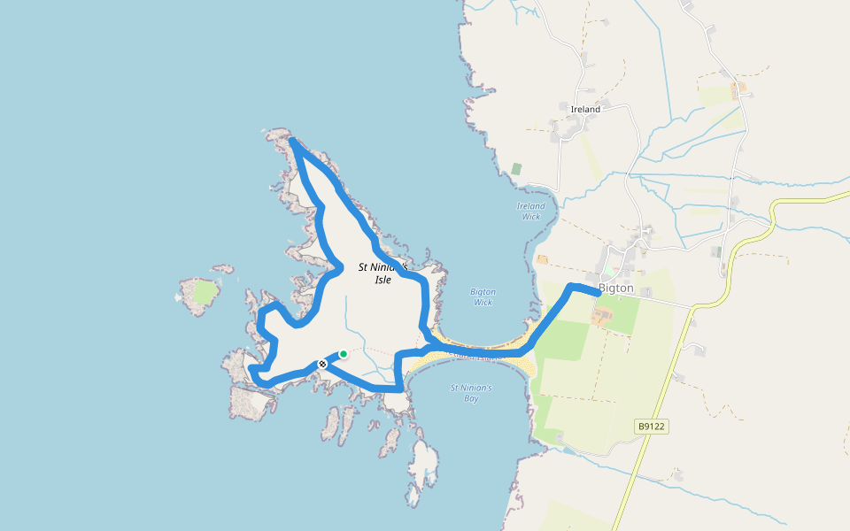 St Ninians Circular walking route map in Bigton
