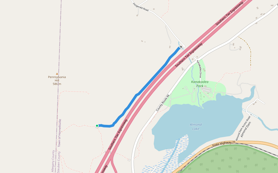 Fitzgerald Spur walking route map in Hornell