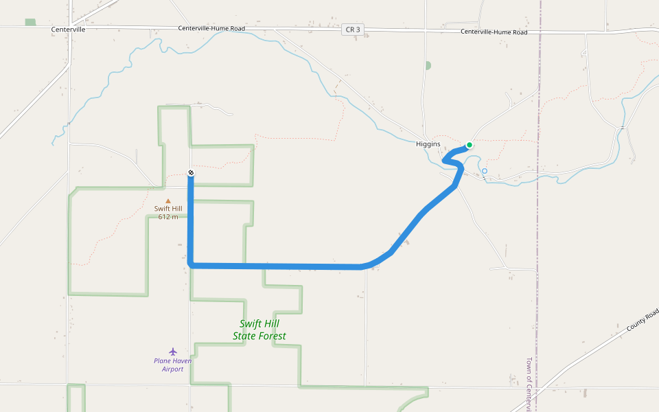 Finger Lakes Trail High Water Bypass walking route map in Freedom