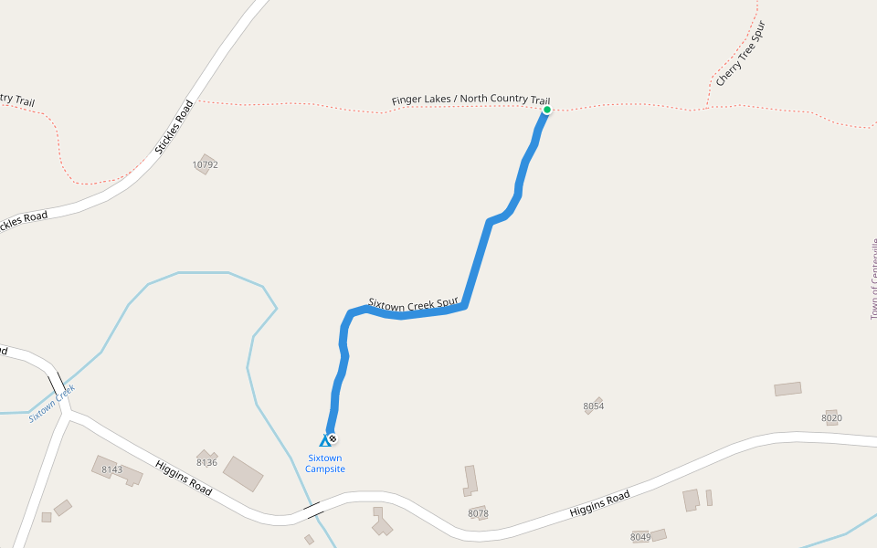 Sixtown Creek Spur walking route map in Freedom