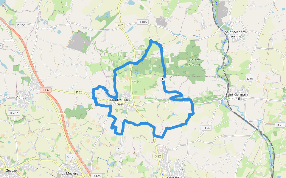 La Fosse du Loup walking route map in Montreuil-le-Gast