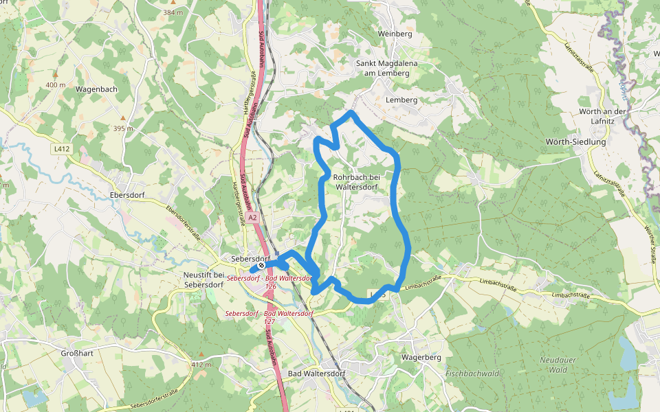 S2 Hügelland Weg walking route map in Sebersdorf