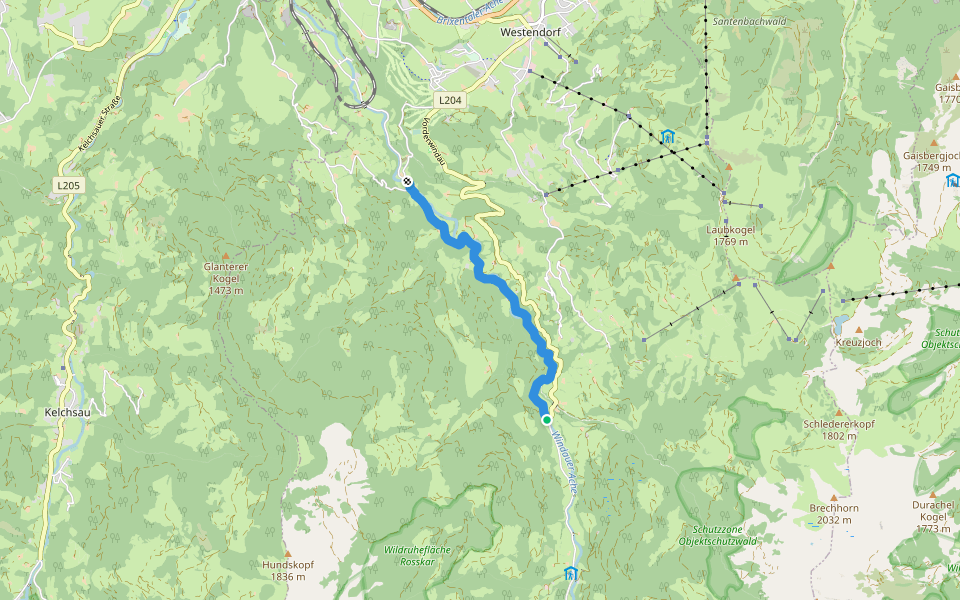 Wanderweg 7 - Brixen walking route map in Rettenbach