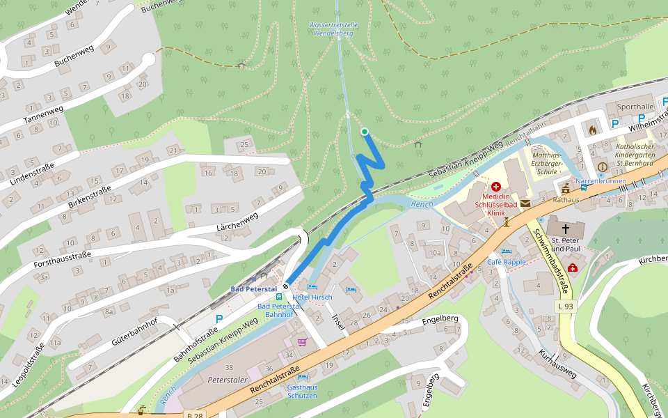 Am Berg - Bad Peterstal Bahnhof walking route map in Bad Peterstal-Griesbach