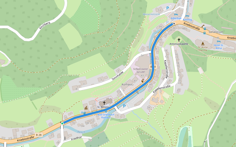 Bad Griesbach Adlerbad - Bad Griesbach Kimmigseppenhof walking route map in Bad Peterstal-Griesbach